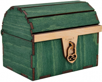 Cufar din lemn cu mesaj 12x10x9 5 cm verde Piksel cadou personalizat 
