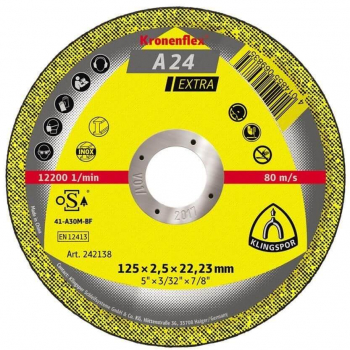 Disc Debitare Klingspor A24 Extra Metal 125 x 2.5 x 22mm - TEM530259 