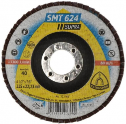 Disc Lamelar Frontal KLINGSPOR SMT 624 Supra P40 115x22 mm pentru Otel si Inox-TEM530426 