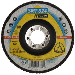 Disc Lamelar Frontal KLINGSPOR SMT 624 Supra P60 115x22 mm pentru Otel si Inox-TEM530393 