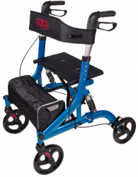 Rolator din aluminiu cu 4 roti ultrausor pliabil geanta cumparaturi albastru ANTAR 