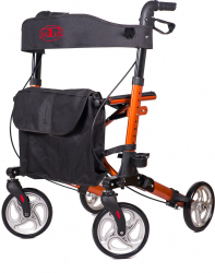 Rolator din aluminiu cu 4 roti ultrausor pliabil geanta cumparaturi orange ANTAR 