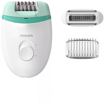 Epilator Philips Profesional Functionare Prin Discuri Maner Compact Cap Pentru Masaj Inclus Opti-light 3accesorii Incluse Alb/verde 