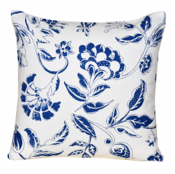 Perna decorativa patrata bumbac si poliester cu imprimeu flori albastre 40 x 40 cm 