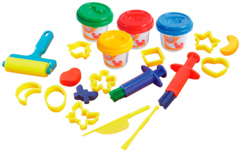 Set de joaca cu 4 recipiente de plastelina si 13 accesorii multicolor 