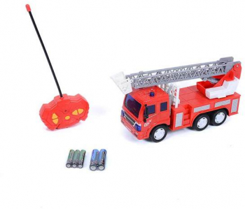 Set de joaca Masina de pompieri cu telecomanda RC si 5 baterii din plastic 