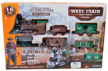 Tren electric West Train marfar cu sunete si lumini 16 piese multicolor 
