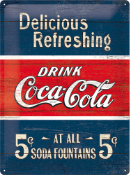 Placa metalica - Coca Cola - Delicious Refreshing Blue - 30x40 cm 
