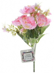 Buchet 5 bujori artificiale PAMI F1021-1 roz pal 28cm 