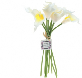 Buchet flori mini potcoava artificiale PAMI F1021-53 galben si alb 33cm 