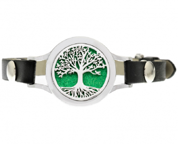 Bratara cu aromaterapie Neo WJ427 Tree of Life birds leaves eco-friendly aliaj de zinc si piele ecologica 