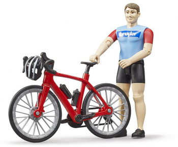 Figurina ciclist cu bicicleta de curse Bruder 