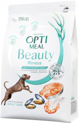 Hrana uscata completa Optimeal Beauty Fitness Holistic fara cereale pe baza de fructe de mare pentru caini adulti de toate rasele 1.5 kg 