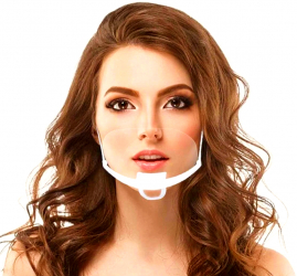 Set 12 Masti transparente reutilizabile pentru gura si nas cu suport pentru barbie si elastic bandou alb Neo Horeca 