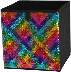 Cutie textil pliabila pentru depozitare cu paiete multicolor 27 x 27 x 28 cm 8102 