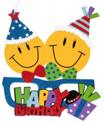 Decoratiune Smiley Face pentru petrecere Happy Birthday 25.5x 31.5 cm Multicolor JMB-BBL4247