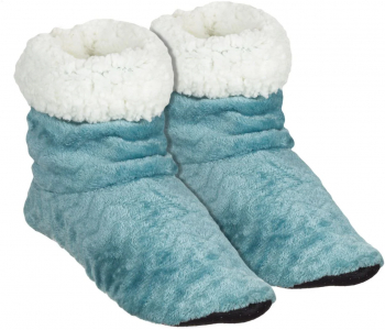 Botosi de interior imblaniti pentru femei model in zig-zag si talpa antiderapanta albastru marimea 39-41 