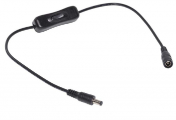 Cablu conector pentru banda LED si alte dispozitive DC 2 1x5 5 mm-mufa tata si DC 2 1-mufa mama cu intrerupator 50 cm Negru AXT-BBL4415