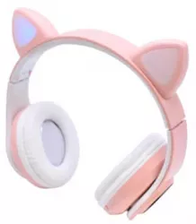 Casti MCT CAT Model cu Urechi Microfon Bluetooth Radio LED Slot Card Roz 