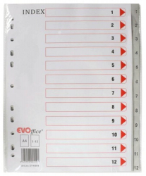 Index din Plastic EVOffice Numerotat de la 1 la 12 Format A4 - EVIP21 