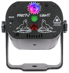 Proiector KlaussTech Disco LED cu 60 de modele de iluminat Telecomanda Acumulator 4400 mAh Functionare 8 h Compact Negru 