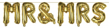Set de 6 baloane pentru petrecere Mr and Mrs 35x300 cm Auriu JMB-BBL4357
