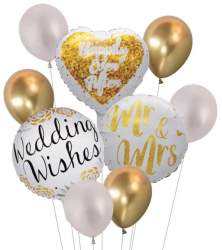 Set de 9 baloane pentru petrecere Mr and Mrs 37x43 cm Multicolor JMB-BBL4365