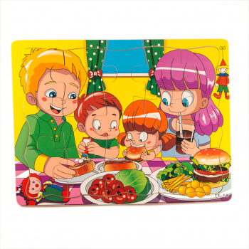 Puzzle din lemn - familia la masa 7Toys 