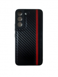 Husa de protectie pentru spate din carbon compatibila cu Samsung Galaxy S22 5G semi-flexibila Negru-rosu ATX-BBL4493 