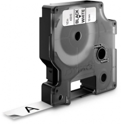 Ribon i-Aicon Dymo D1 DY45013 Negru pe Banda Alba 12mm x 4m - INKAIC-DY-DY45013 