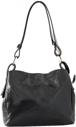 Geanta dama din piele naturala vachetta neagra P160