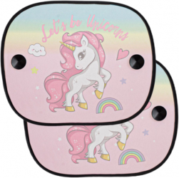 Set 2 parasolare auto cu imprimeu Unicorn fixare ventuze 44x36 cm Multicolor JMB-BBL4543 