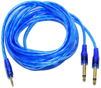 Cablu audio auxiliar JACK 3 5 TATA STEREO - 2 JACK 6 3 TATA MONO 5 m siliconat Albastru AXT-BBL4578 
