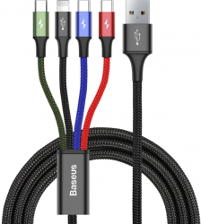Cablu Incarcare Baseus USB la Lightning - USB la MicroUSB - 2 x USB la USB Type-C Rapid 1.2 m Negru BBL4585 