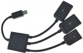 Hub OTG cu 3 porturi 2xUSB 2.0 1x MicroUSB si mufa MicroUSB 185x130x55mm 13 cm Negru TCL-BBL4663 