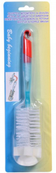 Perie 2 in 1 pentru curatare biberon si tetina maner ergonomic perie sticla 27cm si perie tetina 10 cm Multicolor JMB-BBL4698