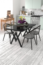 Set masa pentru bucaterie cu 4 scaune negru cu gri EHA 120x80x74 cm 