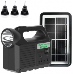 Kit Solar pentru Camping Portabil Lumina LED Panou Solar Inclus Accesorii Incluse 12-30h de Iluminare Negru 