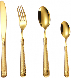 Set 16 tacamuri din inox pentru 4 persoane TRENDY and rsquo S gold 