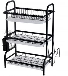 Suport vesela cu trei nivele negru 61 X 23 5 X 42cm 