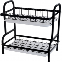 Suport vesela TRENDY and rsquo S cu doua nivele alb-negru 39 X 23 5 X 56 cm 