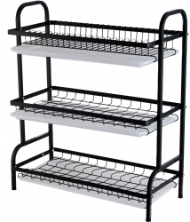 Suport vesela TRENDY and rsquo S cu trei nivele negru 61 X 23 5 X 42cm 