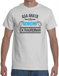 Tricou personalizat Asa arata un UNCHI extraordinar Alb marimea S 