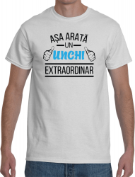 Tricou personalizat Asa arata un UNCHI extraordinar Alb marimea XL 
