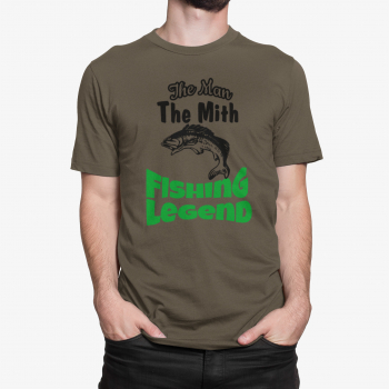 Tricou personalizat Fishing Legend kaki M 