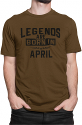 Tricou personalizat Legends are born in April Kaki marime L 