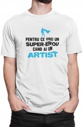 Tricou personalizat Supererou Artist alb 2XL 