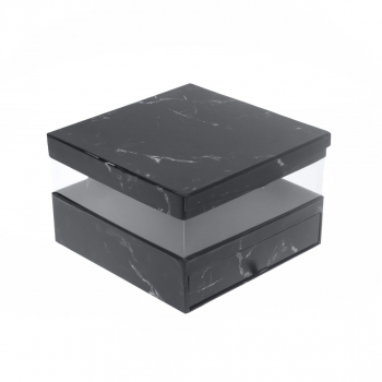 Cutie cu geam 2 in 1 pentru aranjament floral si cadou PAMI FC1021-264 23x23x14 cm Negru 