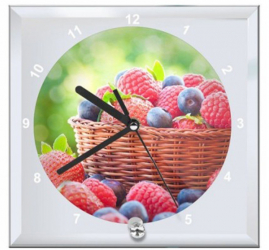 Ceas personalizat din sticla patrat personalizat cu poza si text 20x20cm 