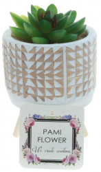 Plante suculente artificiale PAMI in ghiveci stil boho F1021-38 7.5x14cm Model B